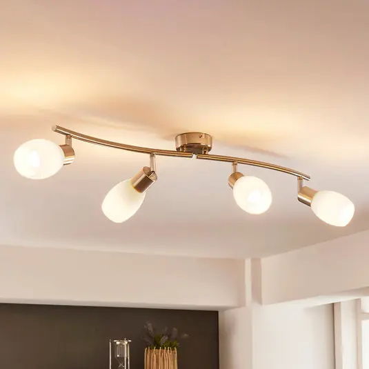 Lindby spotlámpa Arda, 70 cm, 4 lámpás, nikkel, üveg, E14 Expressz kézbesítés