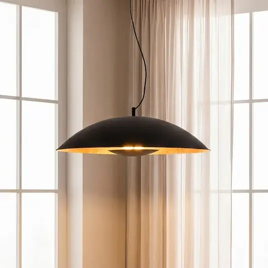 Különleges ajánlat Lindby Emilienne függőlámpa, fekete, arany színű, Ø 60 cm