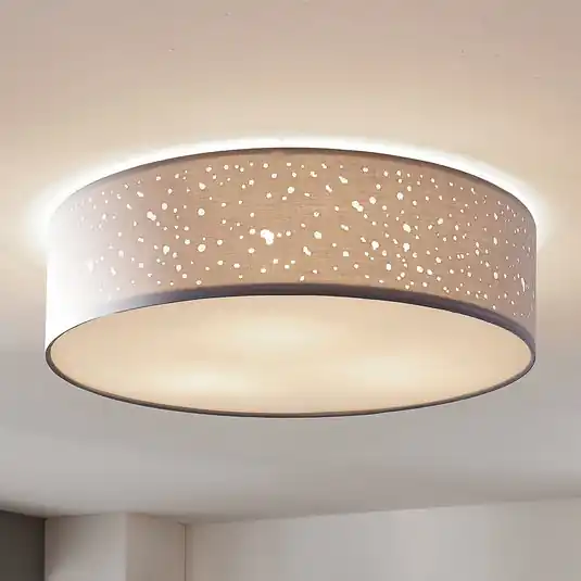 Lindby mennyezeti lámpa Umma, szürke, szövet, Ø 50 cm, E27 Outlet