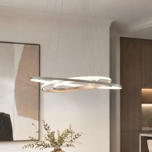 Lucande LED függő világítás Ezana, nikkel, fém, Ø 80 cm Vedd meg most