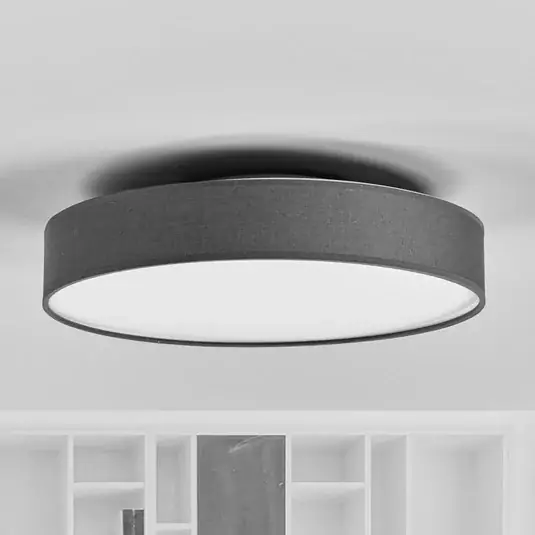 Szuper akció Lindby LED mennyezeti lámpa Saira, Ø 40 cm, szürke, textil