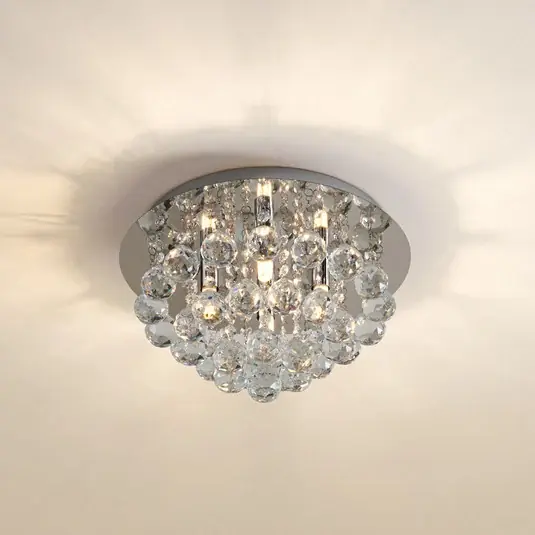 Akció Lindby Antonino mennyezeti lámpa, 4 lámpás, króm, kristály, 35cm