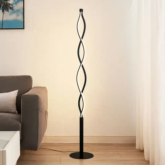 Árengedmény Lindby LED állólámpa Welina, fekete, 150 cm, dimmelhető