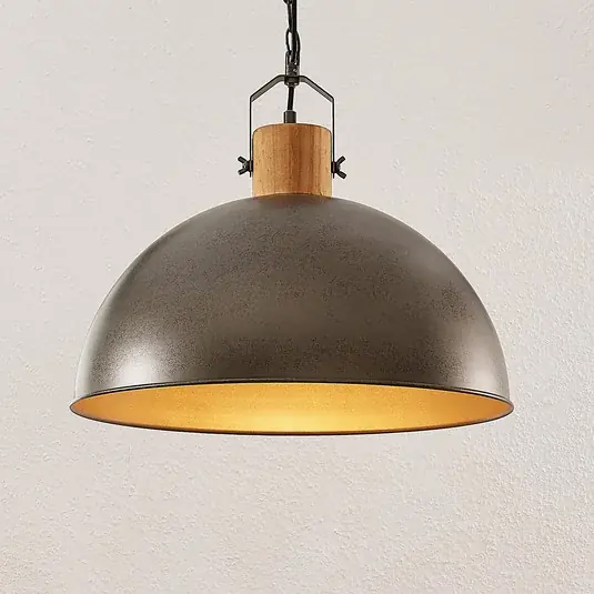 Lindby függőlámpa Holgar, zöld, fa, fém, Ø 45 cm, E27 Alacsony ár
