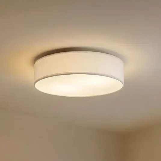 Szezonális akció Lindby Sebatin mennyezeti világítás, Ø 50 cm, fehér, szövet, E27