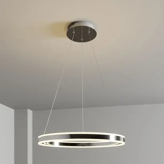 Lucande LED-es függőlámpa Lyani, Ø 60 cm, króm, fényerőszabályzóval, dimmelhető Utolsó esély