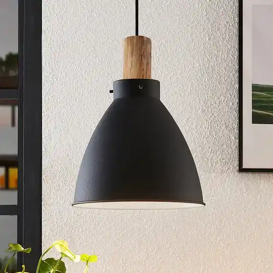 Olcsóbb Lindby lógó világítás Trebale, E27, Ø 28 cm, fekete, fém