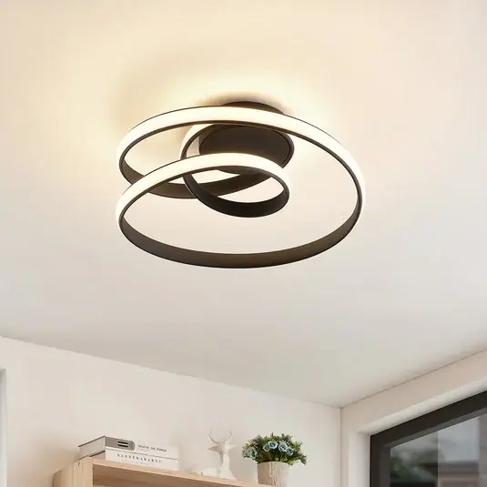 Kihagyhatatlan ajánlat Lucande LED mennyezeti lámpa Sakina, fekete, fém, Ø 48cm