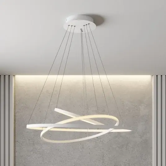 Lucande LED függő világítás Ezana, fehér, fém, Ø 80 cm Újdonság