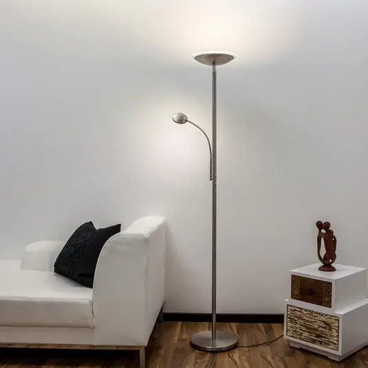 Ajánlat Lindby Malea LED álló lámpa, nikkel, olvasólámpa, dimmelhető