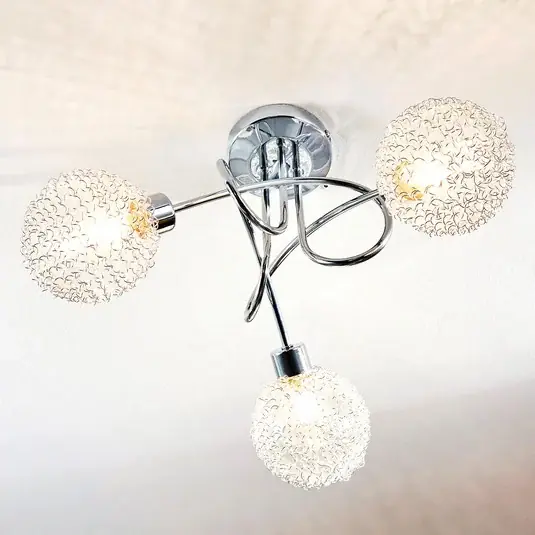 Különleges ajánlat Lindby mennyezeti lámpa Ticino, Ø 40 cm, króm, üveg, fém