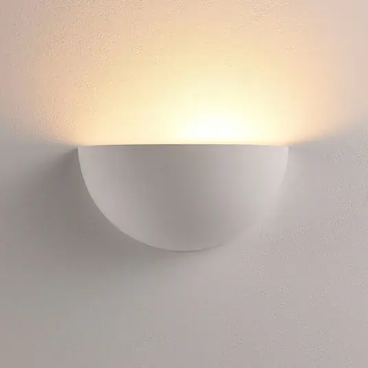 Népszerű Lindby Narin falmosó, fehér, gipsz, félkör alakú, 28cm