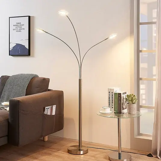 Akciós ár Lindby Anea LED-es állólámpa, 168 cm, 3 lámpás, nikkel színben