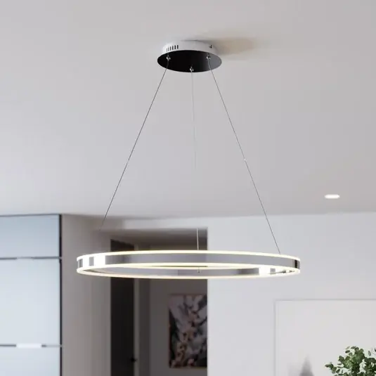 Különleges ajánlat Lucande LED-es függőlámpa Lyani, 80 cm, króm, fényerőszabályzóval, dimmelhető