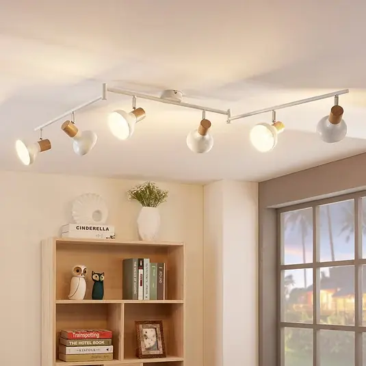 Korlátozott ajánlat Lindby Fridolin mennyezeti spotlámpa, 160cm, 6 lámpás, fehér, fém