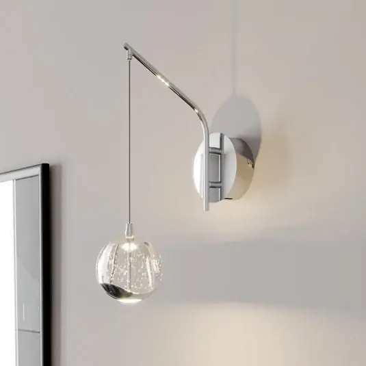 Expressz kézbesítés Lucande LED fali lámpa Hayley, króm színű, üveg, magasság 34 cm