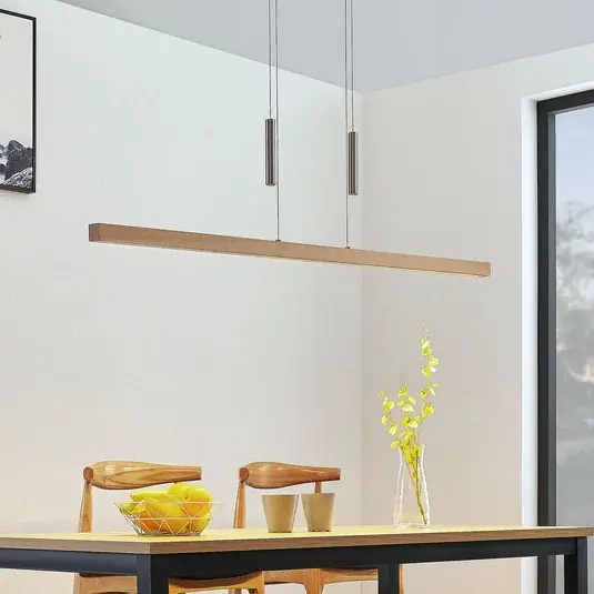 Népszerű Lucande LED függő lámpa Tamlin, bükkfa, fa, 140 cm, 3000 K