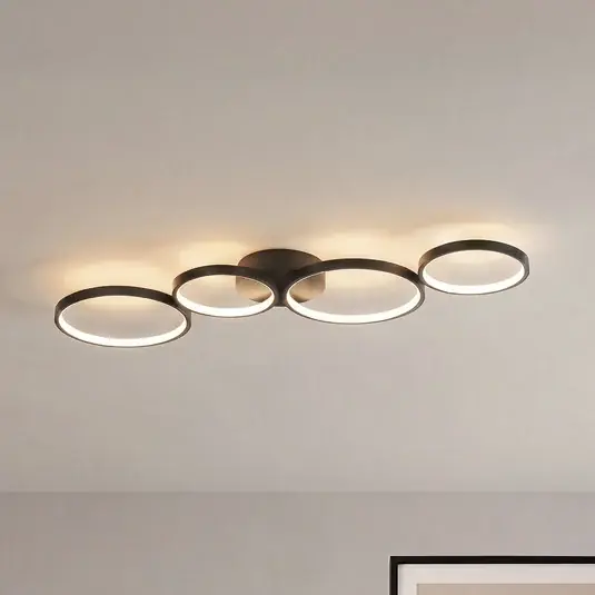 Lindby LED mennyezeti világítás Evengeline, fekete, alumínium, 88 cm Azonnal elérhető
