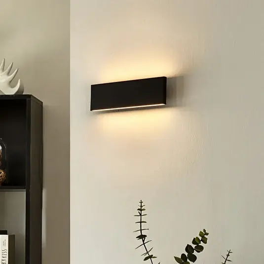 Lindby Ignazia LED fali lámpa, 28cm, fekete, fém, fel/le, fém, fel/le Gyors kiszállítás