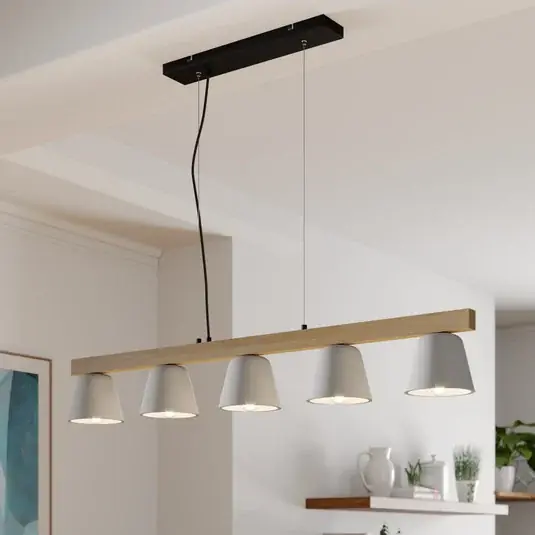 Akciós ár Lucande függőlámpa Kalinda, szürke, beton, 110,5 cm hosszú, E14