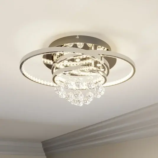 Lucande LED mennyezeti világítás Keely, króm színű, kristály, 45 cm Ajánlat