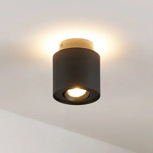 Arcchio mennyezeti lámpa Walisa, Ø 10 cm, fekete, fém, GU10 Végkiárusítás