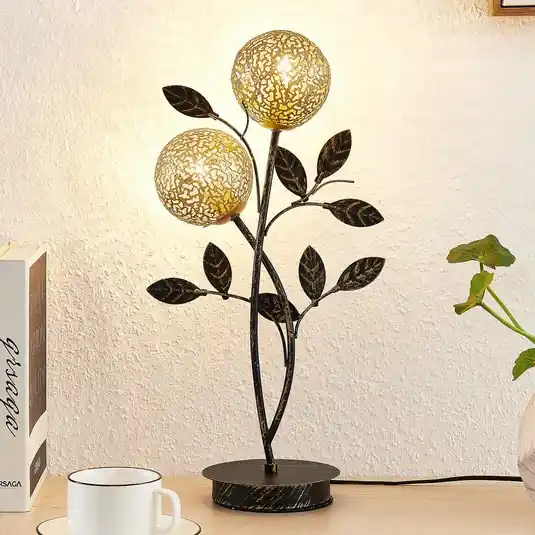Lucande Evory asztali lámpa, 48 cm, 2-lámpás, fekete/arany, G9 Legkelendőbb