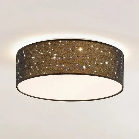 Olcsó Lindby LED mennyezeti lámpa Ellamina, 40 cm, fekete, textil