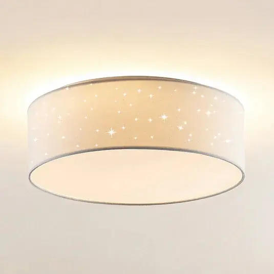 Akció Lindby LED mennyezeti lámpa Ellamina, 40 cm, fehér, textil