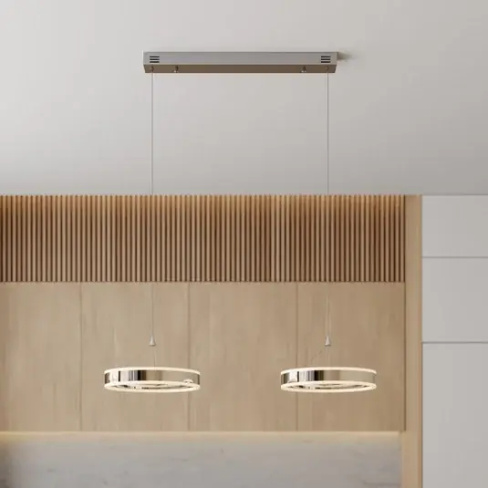 Legkelendőbb Lucande LED-es függőlámpa Lyani, 85 cm, 2 lámpás, króm, fényerőszabályzóval,