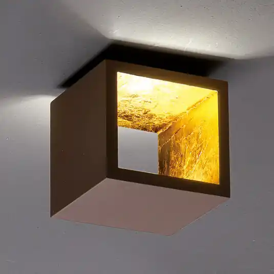 Kihagyhatatlan ajánlat ICONE Cubò - LED mennyezeti lámpa, 10 W, barna/arany