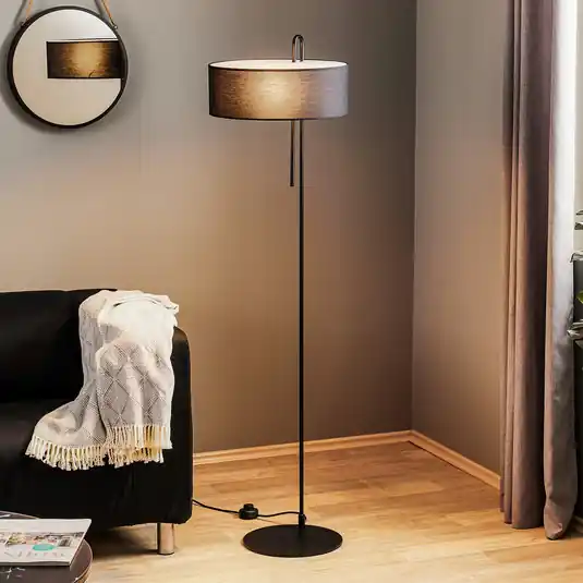 Clip textil állólámpa, fekete, magasság 150 cm Bestseller