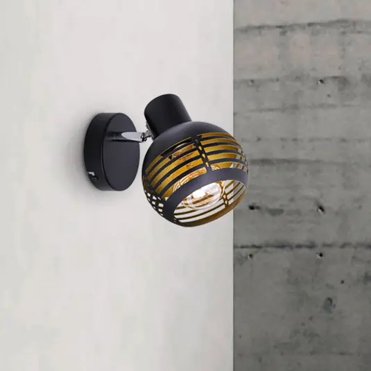 Outlet Casco fali lámpa, egy égő, fekete