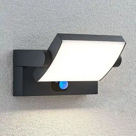 Lindby Sherin LED-es napelemes fali lámpa, antracit, érzékelővel, IP54 Alacsony ár