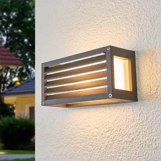 Expressz szállítás Lucande Aurelien kültéri fali lámpa, antracit, 12 cm, csíkos