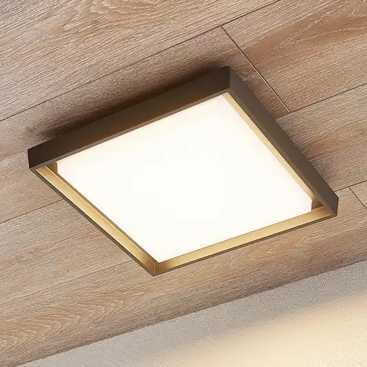 Lucande LED kültéri mennyezeti világítás Birta, sötét szürke, IP54, 34 cm Azonnali szállítás