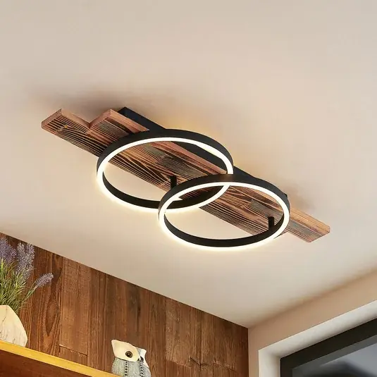 Lindby LED mennyezeti lámpa Sentoa, fa, 75 cm hosszú, 3,000 K Rendeld meg most