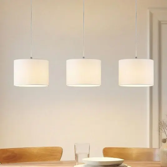 Szuper ajánlat Lindby függőlámpa Imarin, 3-lámpás, fehér, textil, 100cm