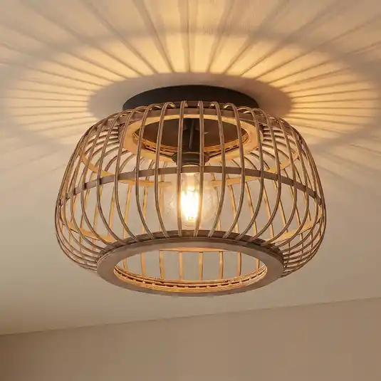 Olcsóbb Lindby mennyezeti lámpa Bominio, Ø 40 cm, rattan, fa, E27