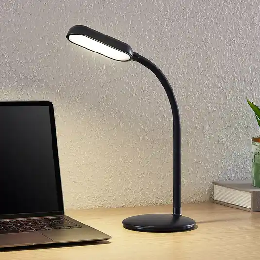 Olcsó Prios LED-es újratölthető asztali lámpa Opira, fekete, USB, érintéses