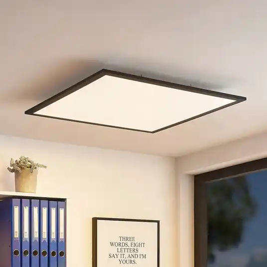 Lindby LED panel Nelios, 62 x 62 cm, 4,000K, fekete, fém Expressz szállítás