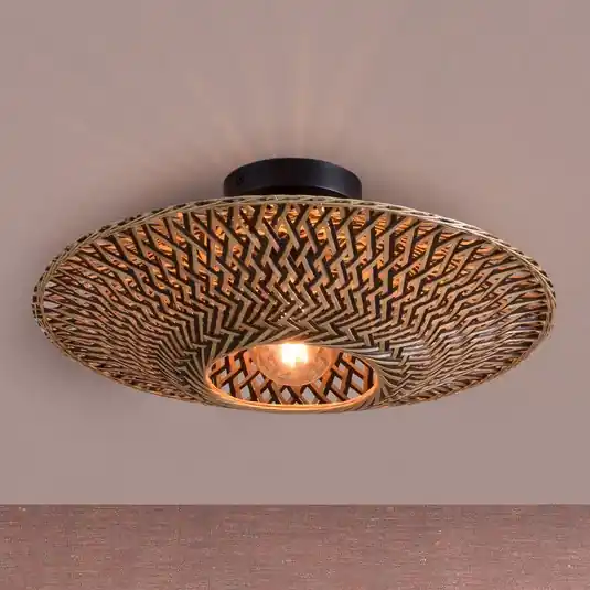 Korlátozott ajánlat GOOD & MOJO mennyezeti lámpa Bali, Ø 44 cm, fekete/természetes, bambusz