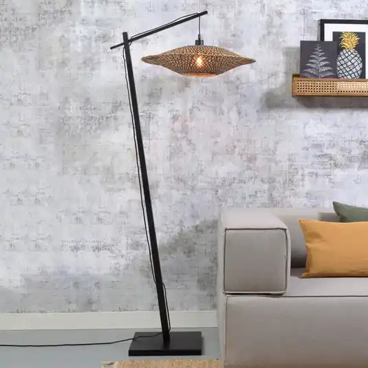 Kiárusítás GOOD & MOJO Bali állólámpa keret fekete Ø60cm