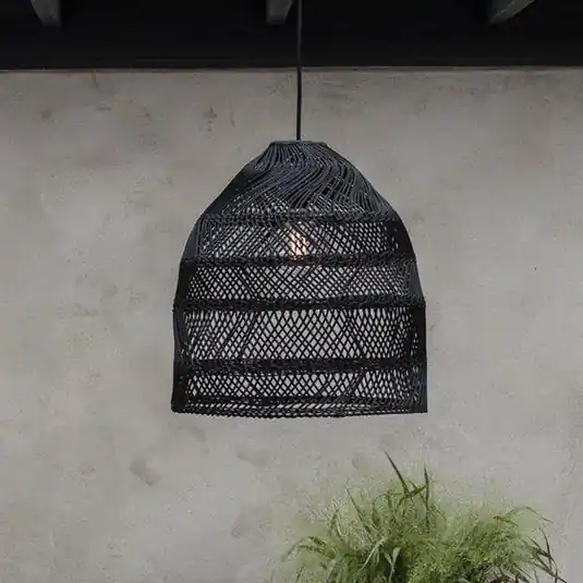 Olcsóbb PR Home Maja lógó lámpa, rattan, fekete, Ø 53 cm