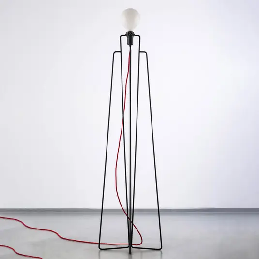 Olcsó GRUPA Model M1 LED állólámpa fekete, kábel piros