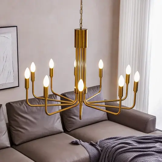 Lindby csillár Elanova, sárgaréz, 10 lámpás, Ø 80 cm, E14 Biztonságos fizetés