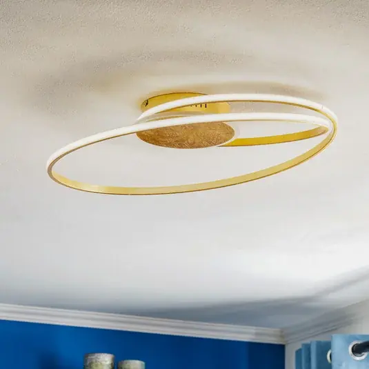 Lindby LED mennyezeti lámpa Dorle, Ø 60 cm, arany, alumínium Biztonságos fizetés