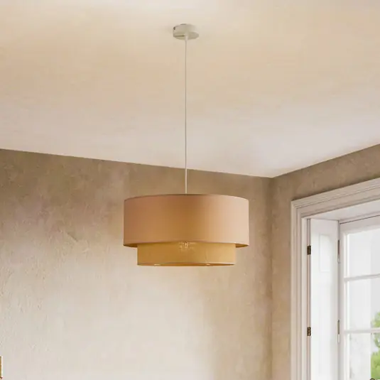 Rendeld meg most Boho függő világítás, cappuccino/barna, átmérő 45 cm, textil