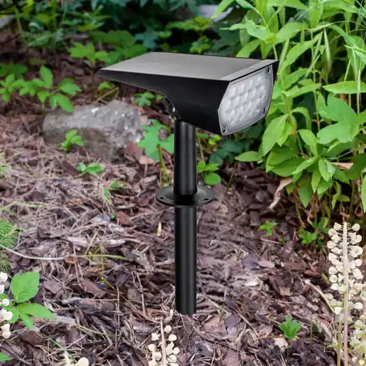 Exkluzív ajánlat Prios LED napelemes reflektor Helier, 49 cm, fekete, földi tüske