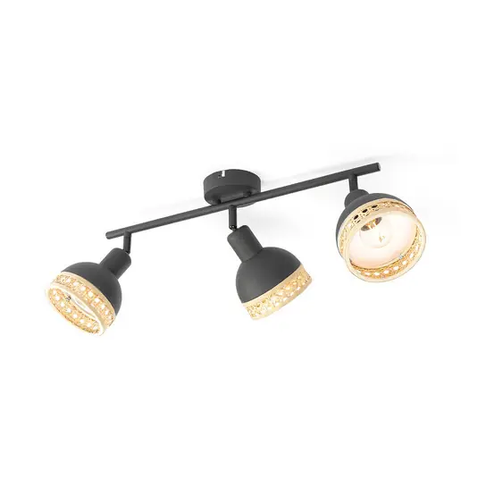 Lindby Lonnaris spotlámpa, rattan, 3-lámpás, hosszúkás Árengedmény